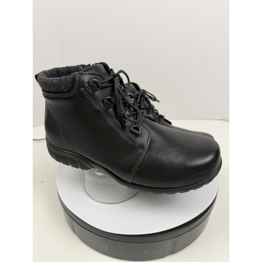 Propét Women's Orthopedic Black Leather Lace Up Zip Ankle Boots Size 7.5 Wide - Picture 5 of 17